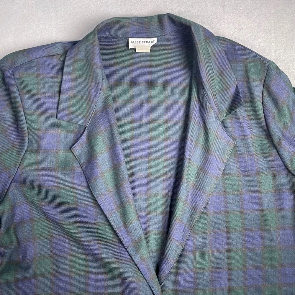 Alice Stuart Plaid Blazer‎ Career Office Button Front Jacket 22W